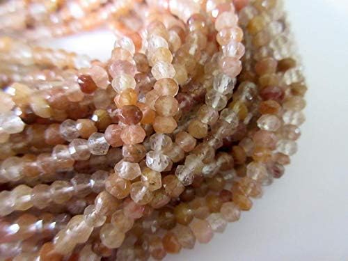 13 inch natural beads strand of 3.5mm faceted rondelle rutile quartz gemstone beads for DIY jewelry - necklace, bracelet, earring, ring.