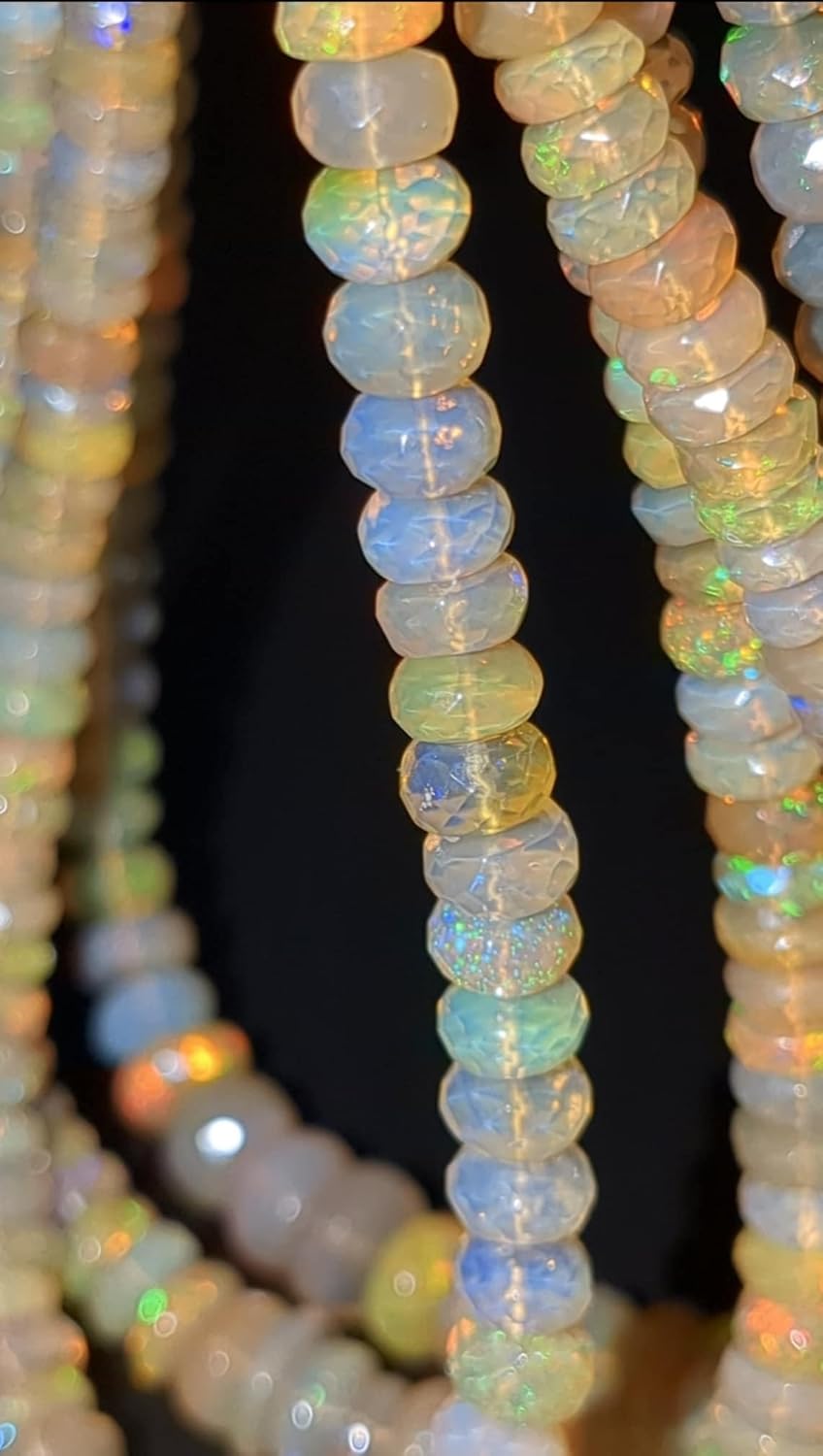 Ethiopian Opal Rondelle Beads - 5-8mm Fire Opal Faceted Gemstone Strand, Ethiopian Opals Beads, 16