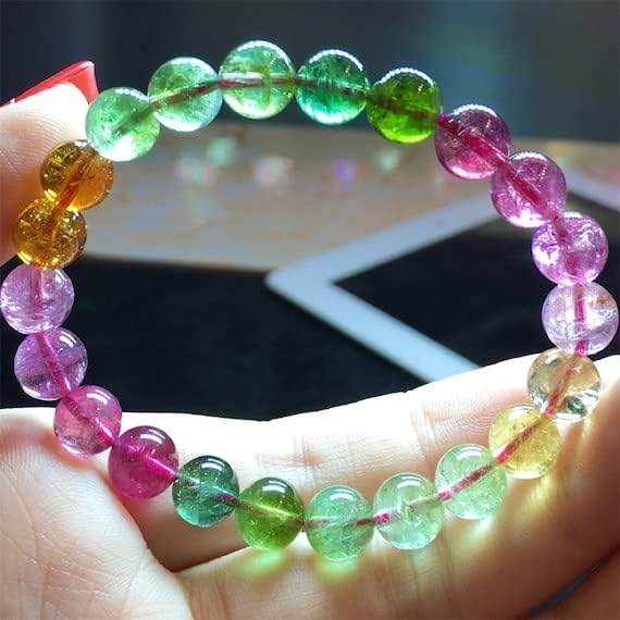 BEADS GEMSTONE 1 Strands Natural Mix Tourmaline Multi-color Stretch Bracelet Round Beads 8mm 04502 Code-HIGH-23339