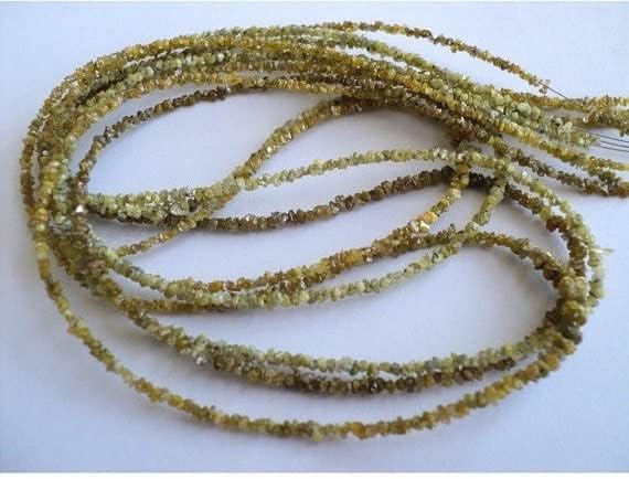 2mm Yellow Rough Diamonds, Yellow Raw Diamond Beads, Yellow Diamonds Beads, Yellow Raw Uncut Diamond Bead For Jewelry (4IN To 16IN Options), 2 MM