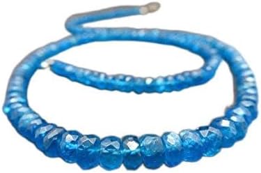 925 sterling Silver Anxiety Relief Calming 4-5mm stacking Blue Neon Blue Apatite Necklace Rondelle, Faceted 17