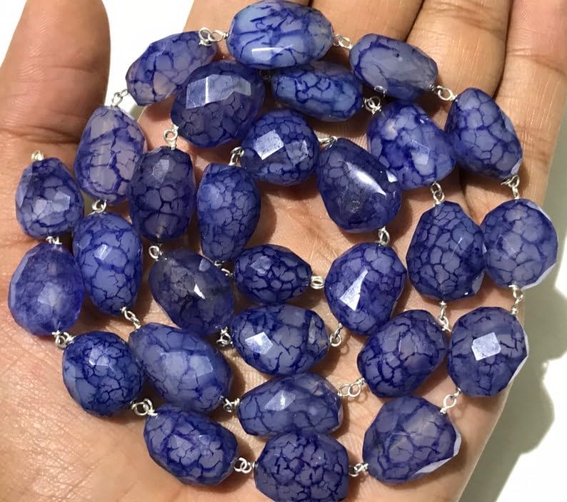 Natural Blue Chalcedony Nuggets Smooth Beads 11-12MM 23 inch Long String Jewelry Making Gemstone Beads for Necklace Bracelet