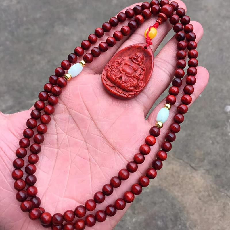 Mascot Wooden Crafts Wood Carving Art Wood Decoration Artwork 弥勒佛小叶紫檀0.6 * 108颗佛珠手链项链 珠子圆润饱满光滑细腻(弥勒佛小叶紫檀0.6 * 108颗佛珠手链项链 珠8mm)