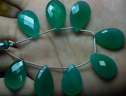 5 Match Pair -AAA- Green Chalcedony Faceted Pear Briolettes 13x18mm Large Size