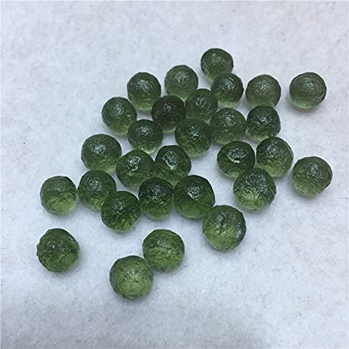 ZTBH Czech Meteorite 6pcs/lot Natural Moldavite Crystal Energy Stone Czech Meteorite Impact Glass Beads Rough Stone Irregular Shape Pendants Crystal Jewelry (Color : Khaki, Size : 20-21mm)