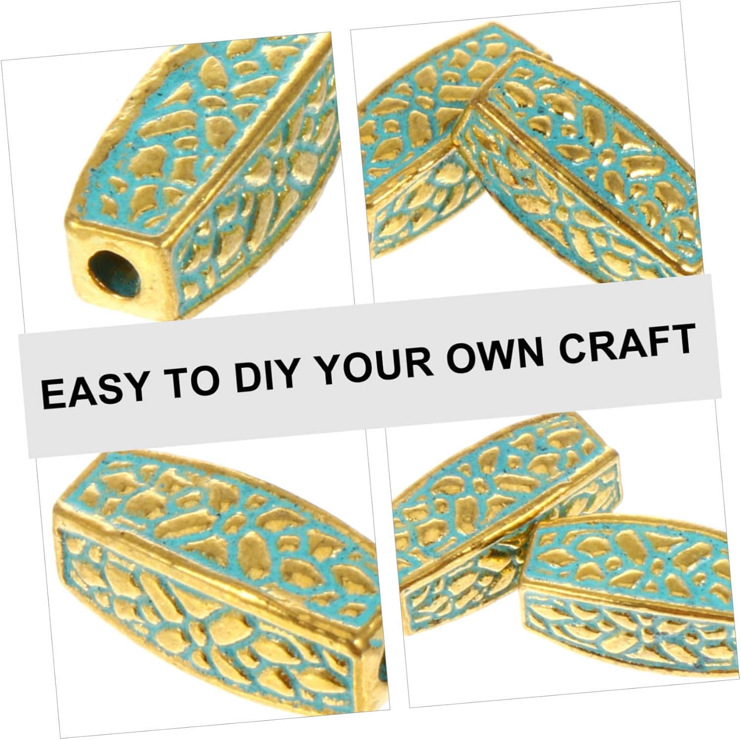 20 Pcs Beaded Beads for Crafts Craft Making Beads DIY Bracelet Beads Green Beads Charm Bracelet Beads Decor Jewelry Beads Beading Kits Tube Stone Loose Beads Kongzhu Necklace Alloy (Green 1.1X0.5CM)