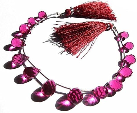 13 inch natural beads strand of 10x7-12x9mm faceted drop pink quartz gemstone briolletes beads for DIY jewelry - necklace, bracelet, earring, ring.