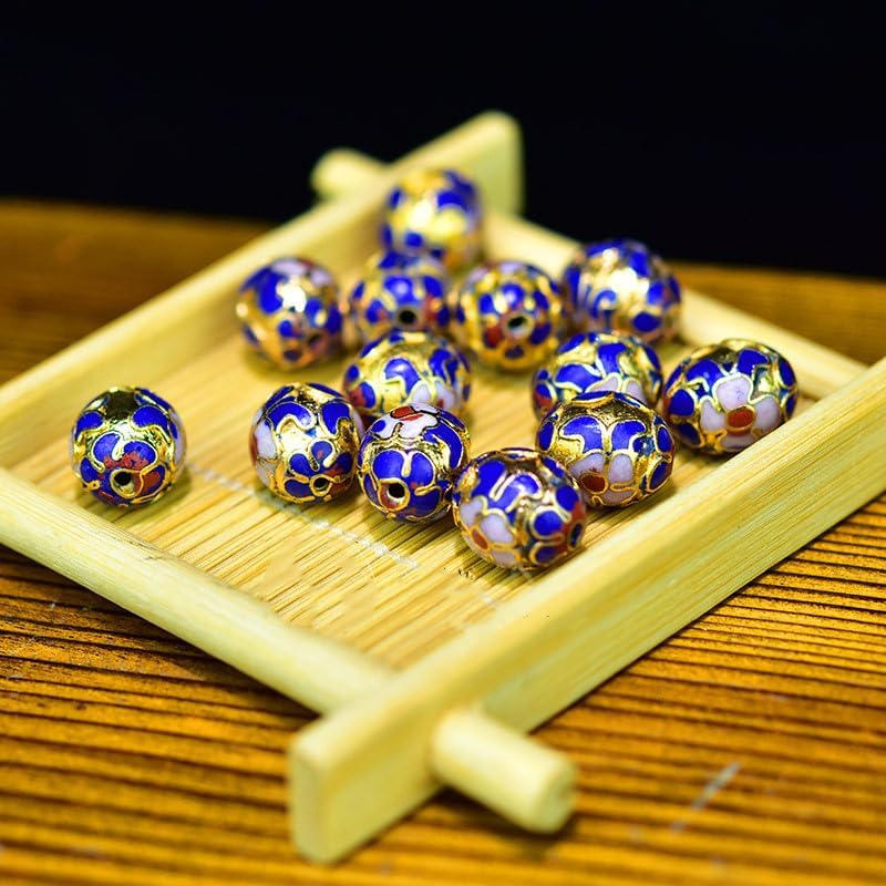 10pcs Multicolor Fine Cloisonne Enamel Oval Gold Beads for Jewelry Making Accessories Traditional Handcrafts Copper tire Part Supplier (Mixed Color (10 pcs))