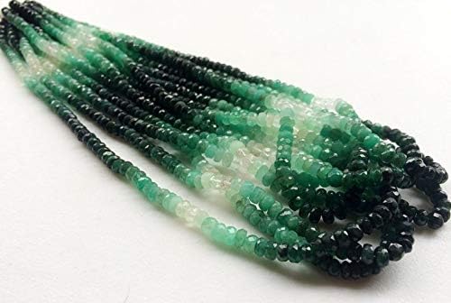 Emerald Beads, Shaded Emerald Faceted Rondelle Beads, Emerald Necklace, Original Emerald, 4.5mm, 16 Inch