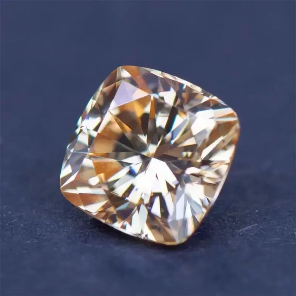 Moissanite Stone Square Cushion Shape Champagne Color Charms Beads Vvs1 For Jewelry Making With GRA
