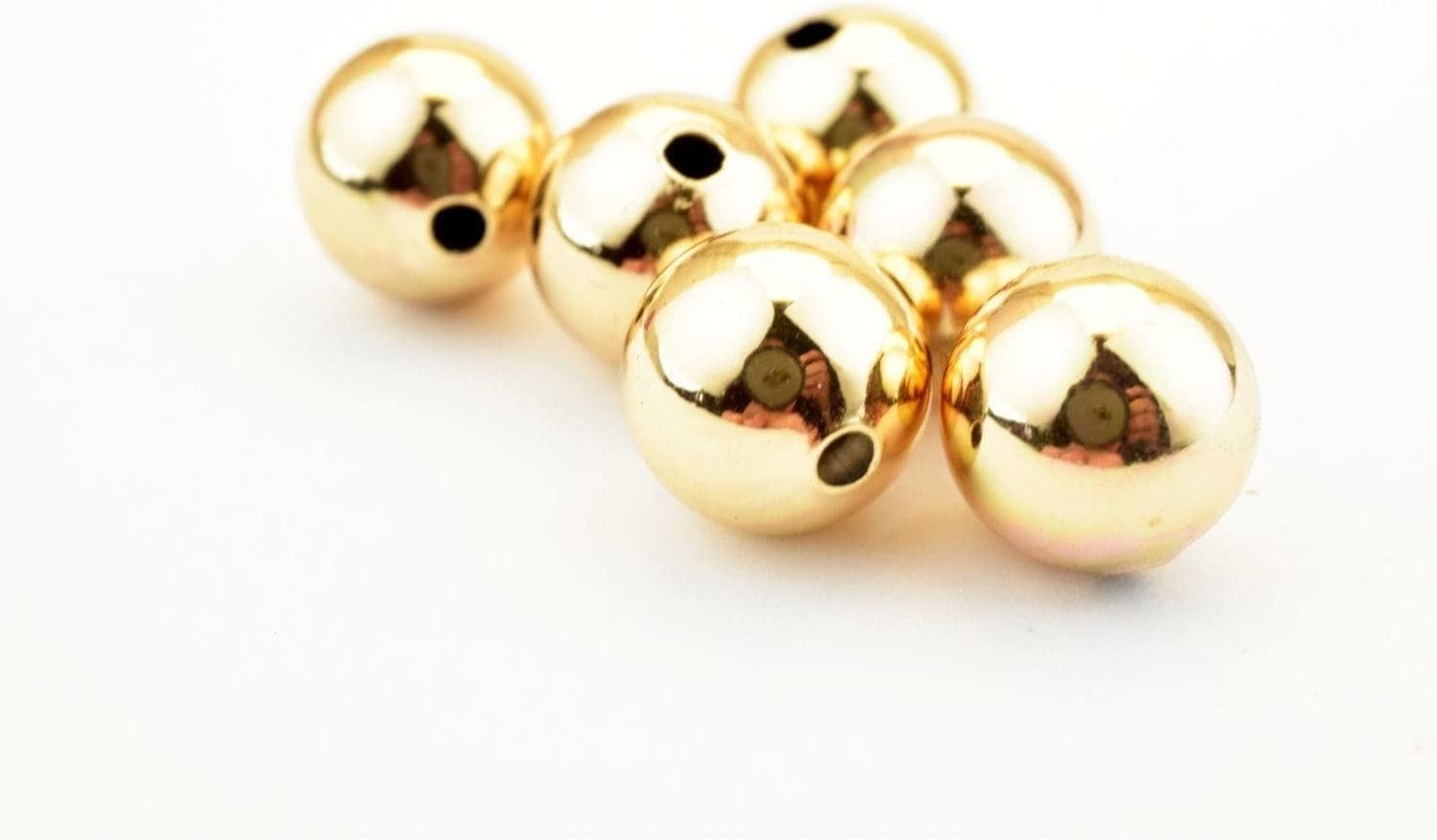 18k Gold Filled EP Tarnish Resistant Plain Beads Size 4mm/6mm/8mm Over Stainless Steel Beads Tarnish Resistant, Heavy Beads