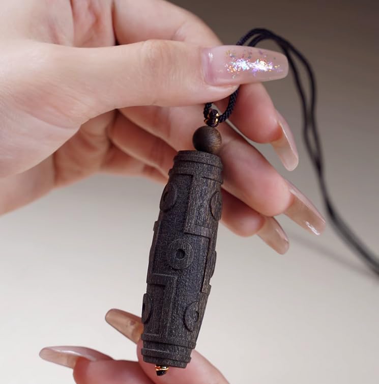 Agarwood Natural Vietnam Nha Trang Agarwood DZI Pendant Lucky Beads 60mm*20mm