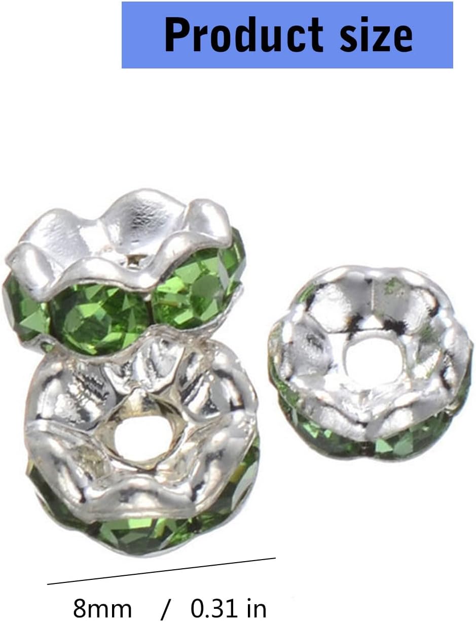 2000Pcs Multicolor Rhinestones Rondelle Spacer Beads Colorful Rhinestones Beads Suitable for Jewelry and Beadable