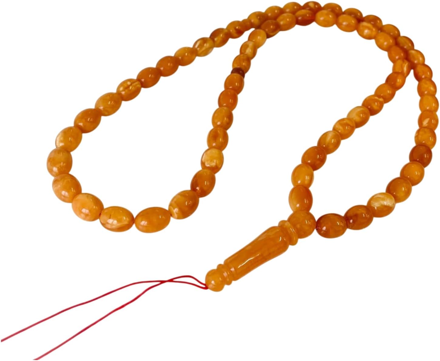 AMBERSTONE Muslim Prayer Beads Tasbih - Premium Handmade Baltic Amber Tasbeeh for Dhikr - Natural Orange Amber Islamic Rosary Misbaha Subha - 66 Beads / 41.8 g