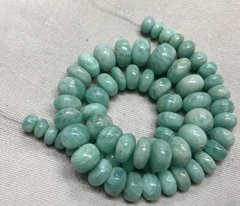 Natural Amazonite rondelle soomth Beads 7x10mm 17 inch Long String Jewelry Making Gemstone Beads for Necklace Bracelet