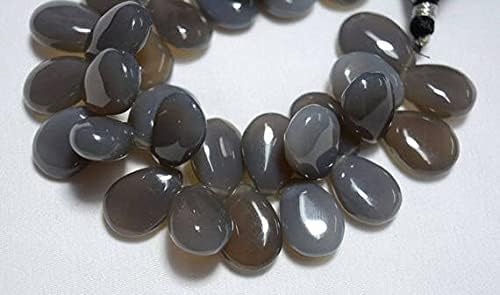 7 inch Strand of Natural Chalcedony 13x18mm pear Smooth briolette Beads for DIY Jewelry Making. |BRIO_01887
