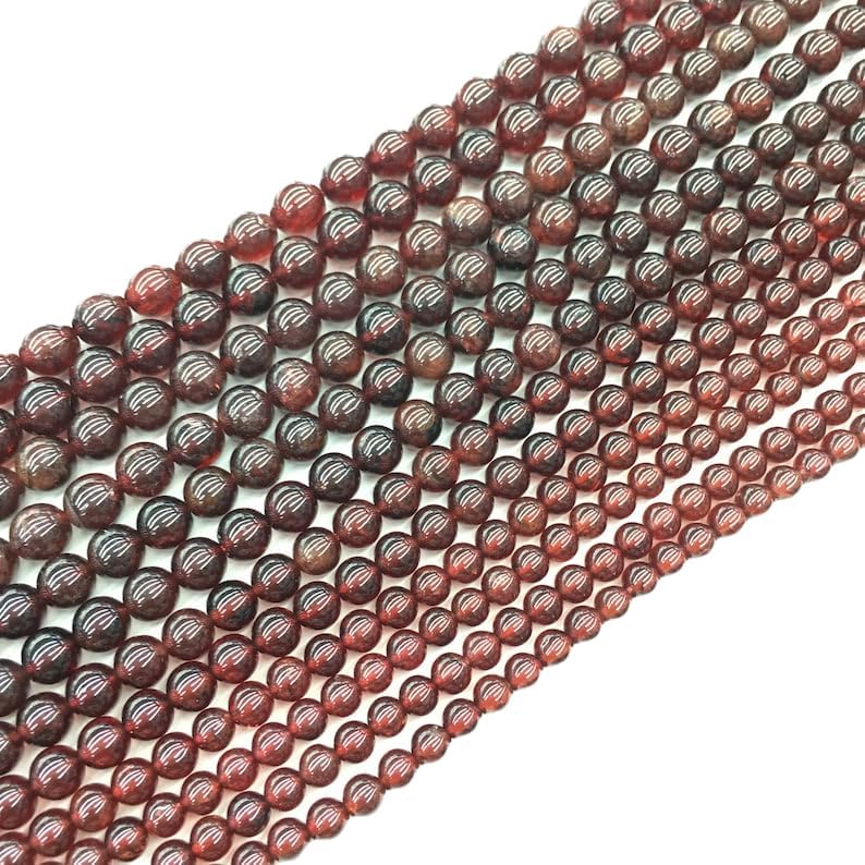 13 inch Strand of Natural gem Garnet, 8 mm Round Smooth Beads for DIY Jewelry Making. | Beads_03518