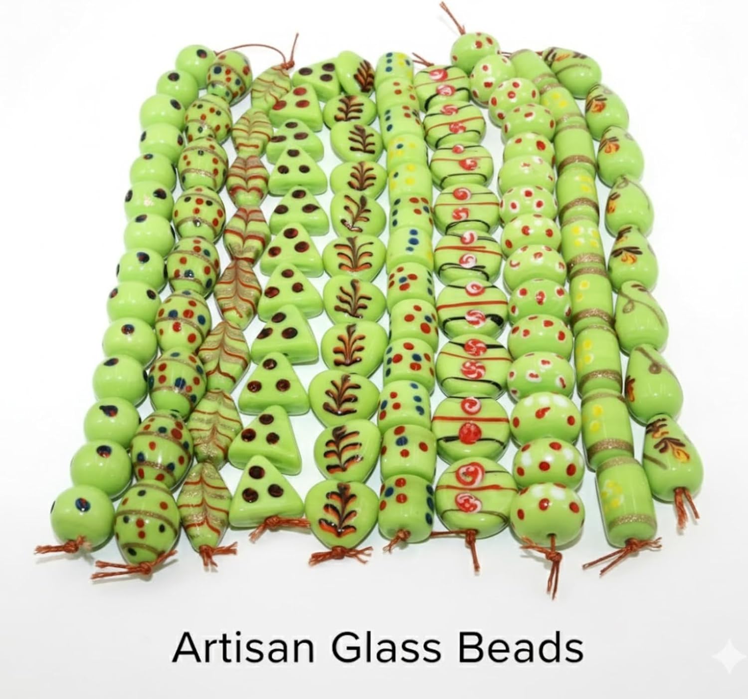 Multi Style Glass Beads, Handmade Lampwork Beads for Jewelry Making, DIY Craft & Decoration, Light Green (20)