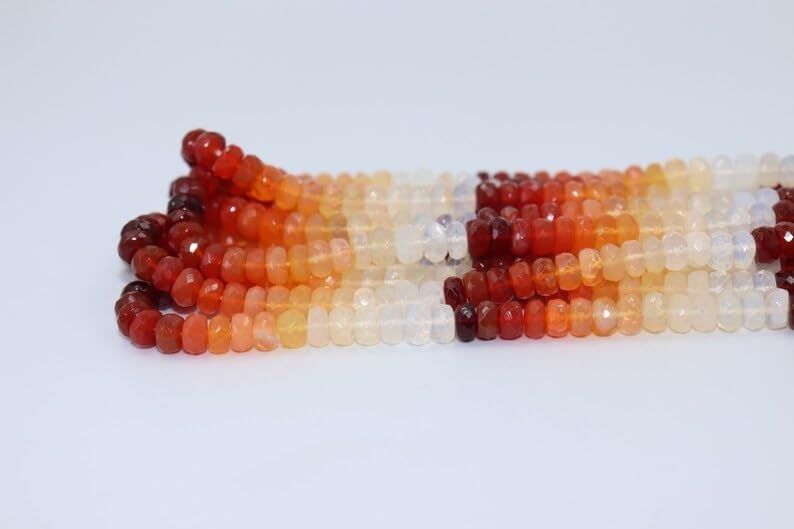 Excellent Mexican Fire Opal Faceted Rondelle Beads 5.5-6 mm FDark Color Mexican Fire Opal Beads Rondelle Opal Beads Strand