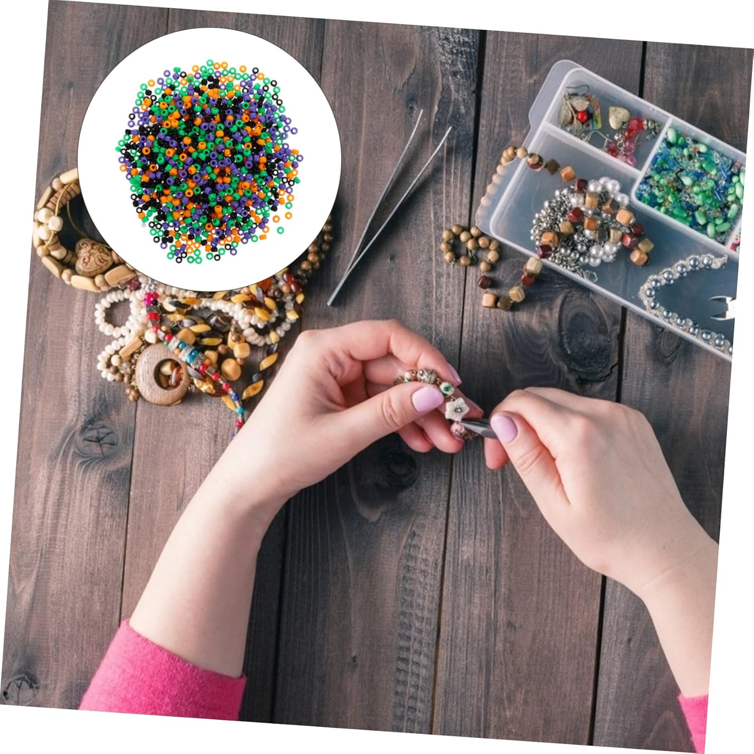 TEHAUX 7pcs Halloween Beads for Crafts Plastic Loose Beads Approx for Bracelets Necklaces and Creative Jewelry Making