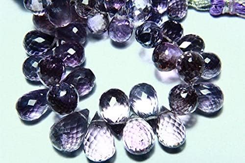 8 inch Strand of Natural Amethyst 6x9-8x14mm Drop Faceted briolette Beads for DIY Jewelry Making. |BRIO_00146