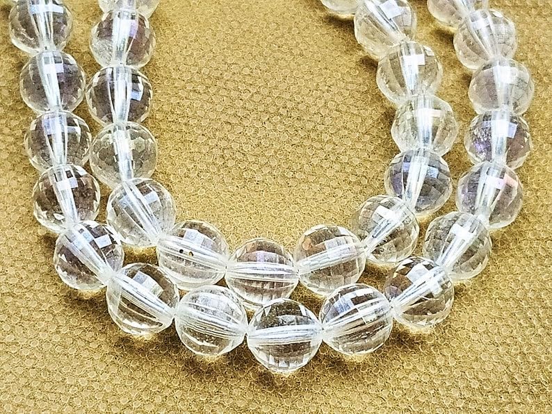 13 inch Strand of Natural gem Mystic Crystal Quartz, 8-8.5mm Round Faceted Beads for DIY Jewelry Making. | Beads_05751