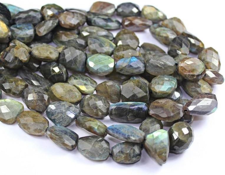 13 inch Strand of Natural gem Labradorite, 13-18mm Tumble Nugget Faceted Beads for DIY Jewelry Making. | Beads_05061