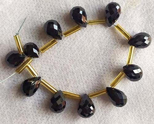 GEMZ 4 inch Strand of Natural Black Spinel Drop Shape Faceted Cut Black Color briollete Beads for DIY Jewelry Making- Earring Necklace Bracelet.