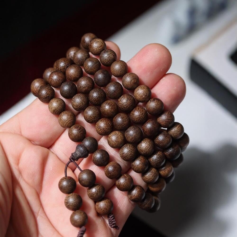 Agarwood 8mm*108pcs Brunei Black Chess Agarwood Skewers Buddha Beads Rosary Beads