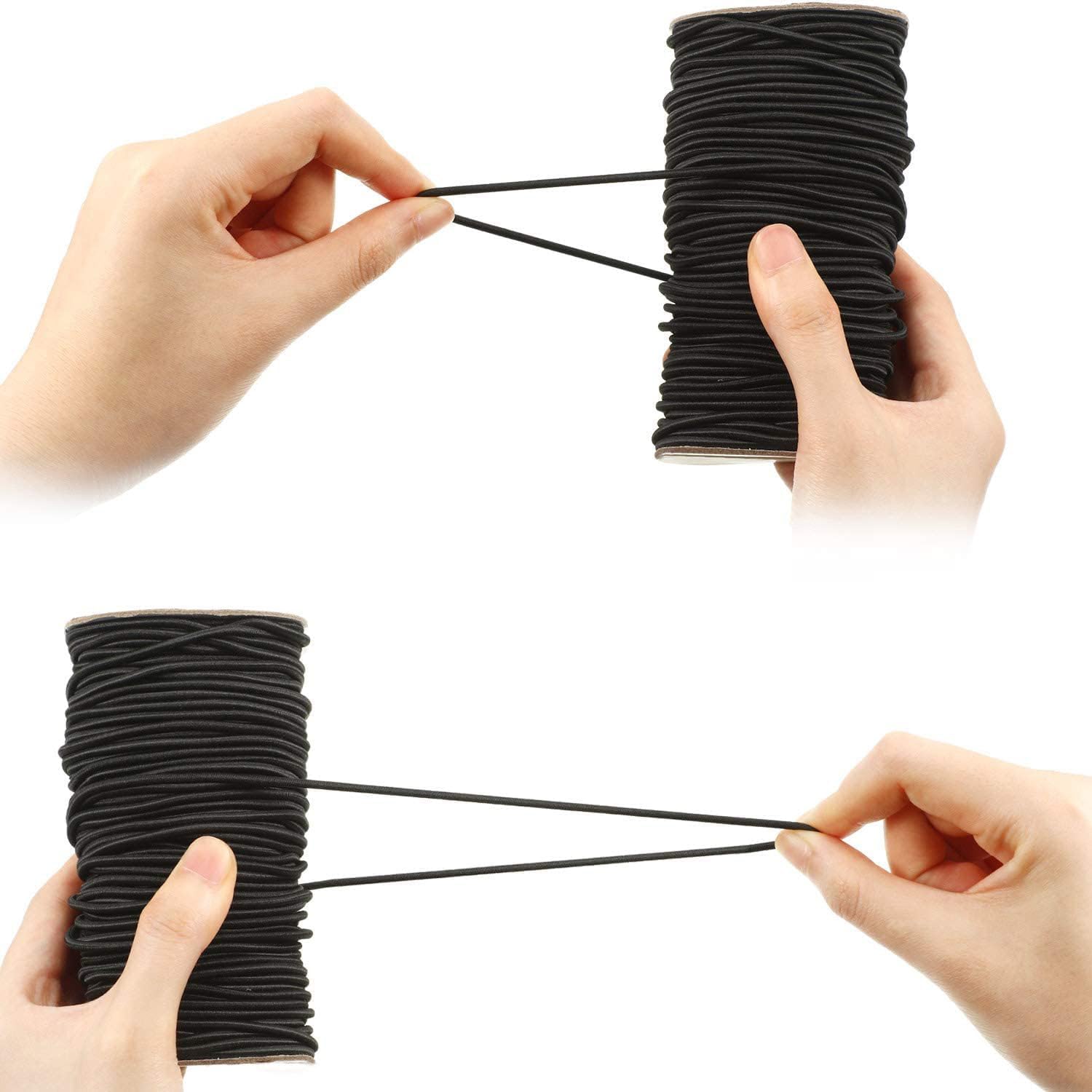 Beading Cords & Threads, Black White Round Strong Stretchy String Rope for Sewing Craft Garment DIY Accessories, 1 Pcs(White Diameter 5mm,10Meters)