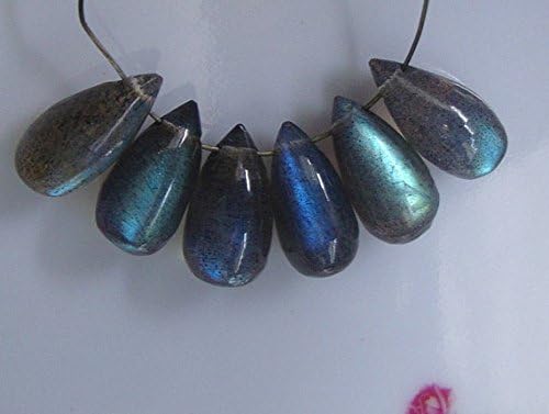 20 pcs, 9-10mm, pretty flashing fiery blue green labradorite smooth teardrop briolettes