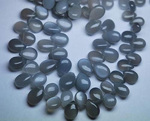 8 Inch Strand, Grey Moonstone Smooth Pear Shape Briolettes,9-11mm Size Code-HIGH-57560