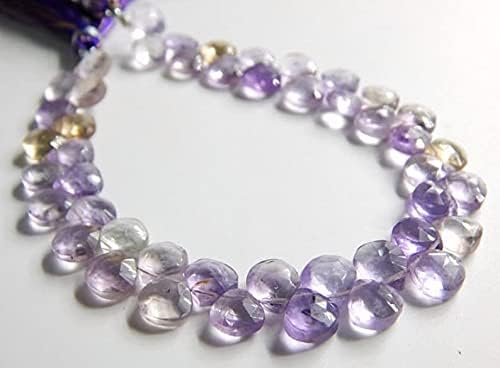 8 inch Strand of Natural Ametrine 7x6mm Heart Faceted briolette Beads for DIY Jewelry Making. |BRIO_00367