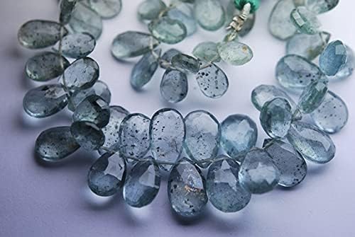 8 inch Strand of Natural Aquamarine 6.5-10mm pear Faceted briolette Beads for DIY Jewelry Making. |BRIO_00660