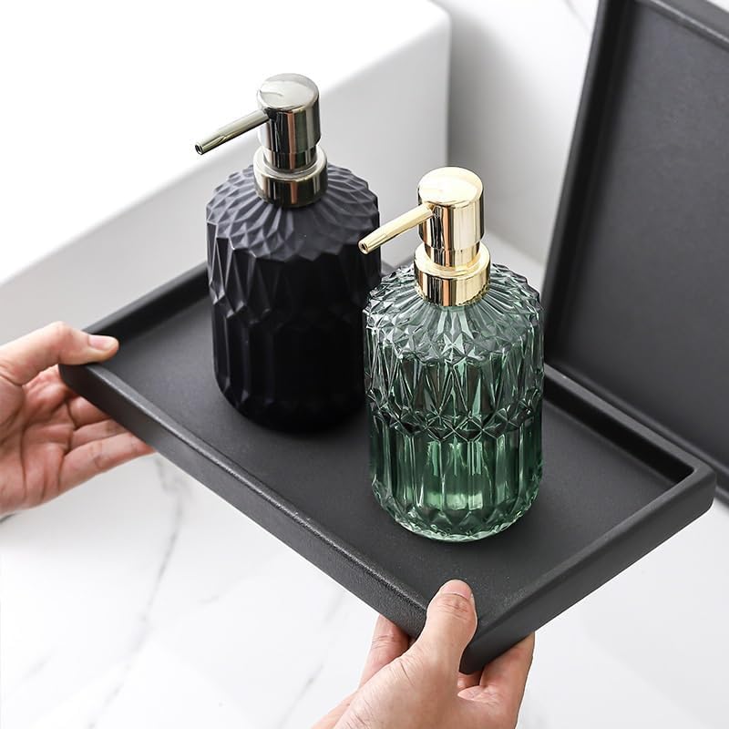 Tray Simple Ceramic Household Bathroom Washbasin Tray Hotel Bathroom Storage Tray Rectangular Cosmetic Storage Tray Serving Trays(G)