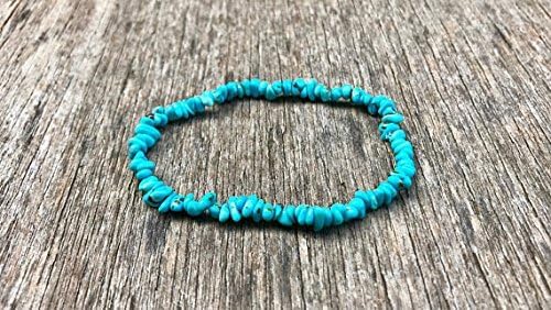 Memorial Gift 4-5mm Stretchable Blue Turquoise Bracelet Chips, Smooth 7