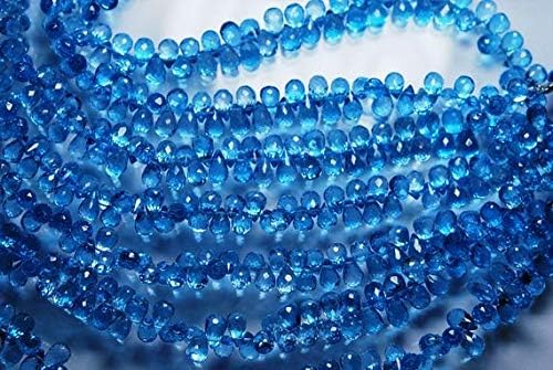 8.25 Inches Long Strand, AAA Natural Swiss Blue Topaz Faceted Drops Briolettes, Size 9-7.5mm Code-HIGH-52312