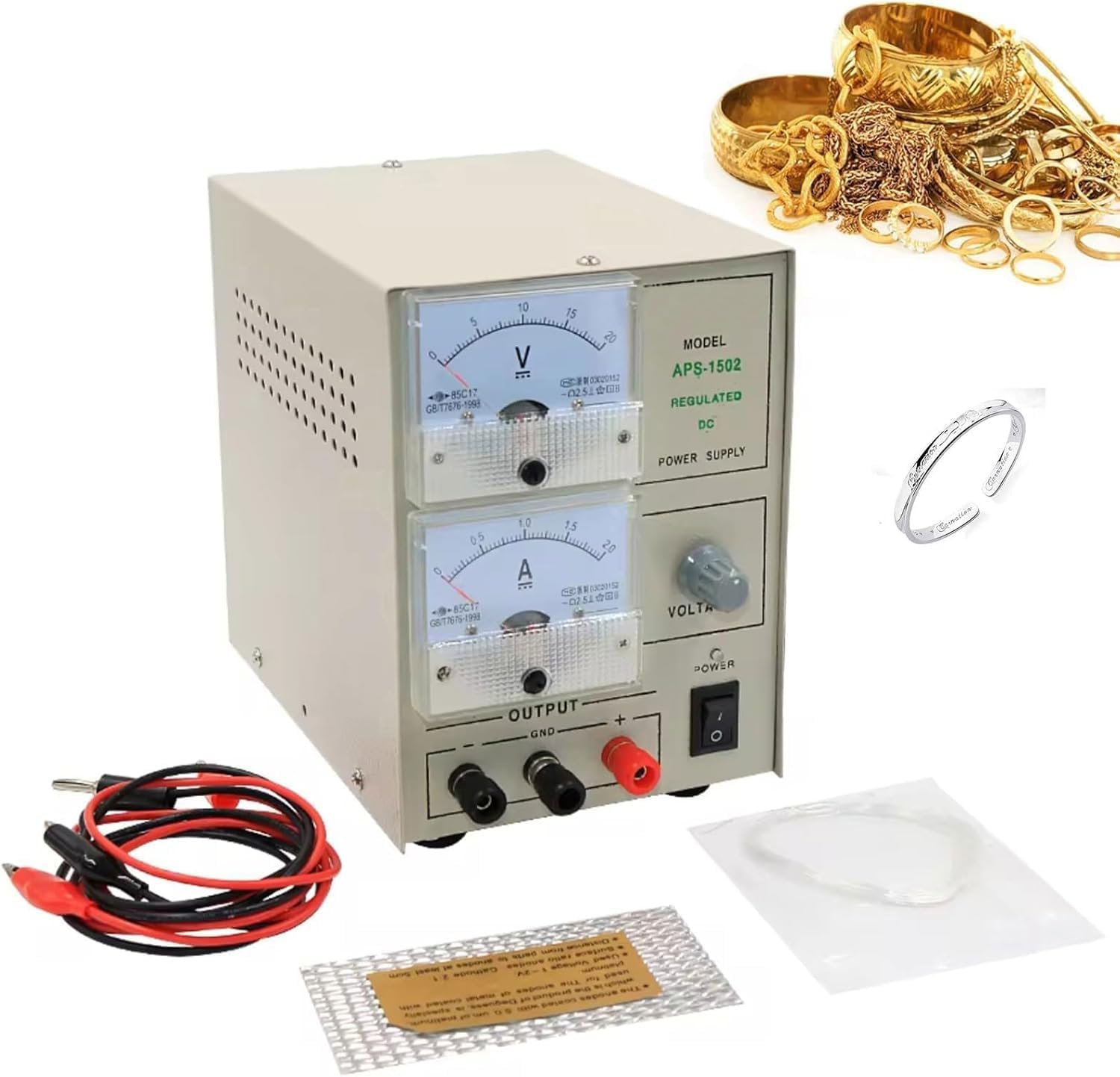 Jewelry Silver Gold Plating Kit, Portable Gold Plating Machine, Golds and Silver Electroplating Equipment Tools, with Conductive Wire,for Car Logos/Metal