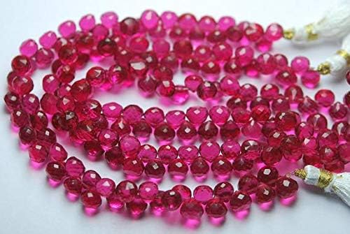 8 Inch Strand,Pink Quartz Faceted Onion Shape Briolette,Size 6-7mm Code-HIGH-63058