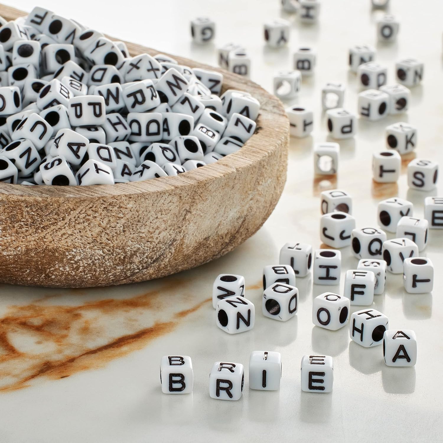 Bead Landing 6 Pack: Alphabet Acrylic Cube Craft Beads, 5.5mm