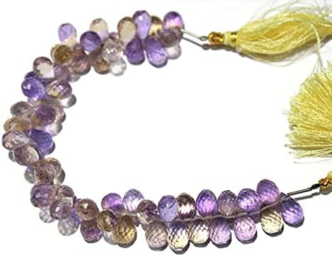 8 inch Strand of Natural Ametrine 9-12mm Teardrop Faceted briolette Beads for DIY Jewelry Making. |BRIO_00396