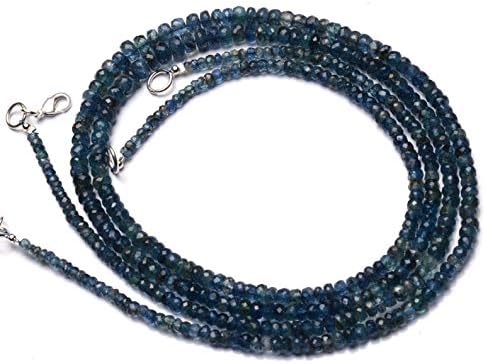 Natural Gemstone Moss Aquamarine Faceted 3 to 5.5MM Size Rondelle Beads Necklace 19 Inch Full Strand Very Rare Gem from Brazil