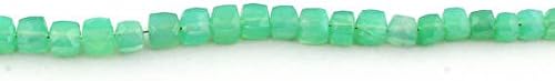 13 inch natural beads strand of 7-8mm faceted cube green chalcedony gemstone briolletes beads for DIY jewelry - necklace, bracelet, earring, ring.