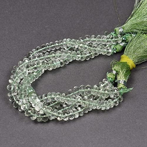 13 inch Strand of Natural gem Green Amethyst, 8mm Rondelle Faceted Beads for DIY Jewelry Making. | Beads_04036