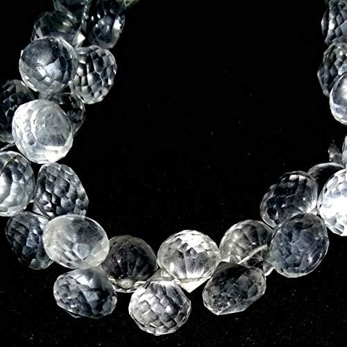 13 inch natural beads strand of 9mm faceted onion crystal quartz gemstone beads for DIY jewelry - necklace, bracelet, earring, ring.