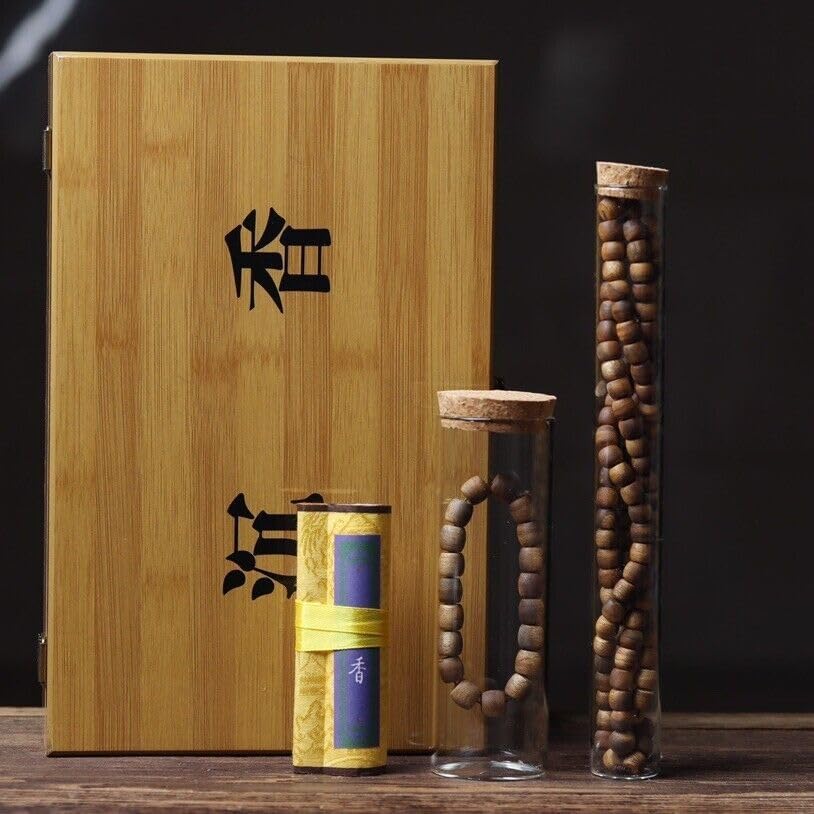 Agarwood Nha Trang Qi Nan Agarwood Set 10mm+8mm Drum Beads Buddha Beads Rosary Gift Box