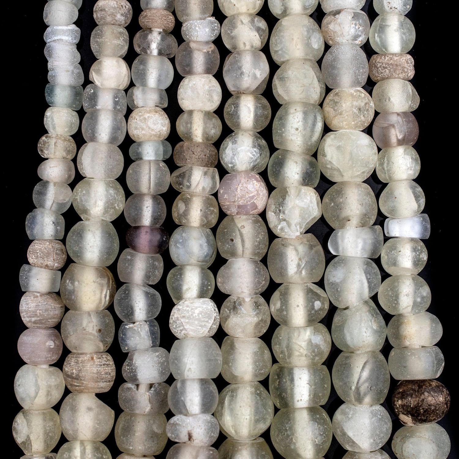 The Bead Chest Antique Transparent Dutch Dogon Trade Beads 14mm Nigeria African Clear Round Glass Large Hole 28 Inch Strand Handmade