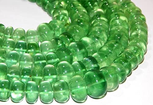 Fluorite Green Smooth Beads Roundell Shape 'Big Size' 7.5x13.mm 8.5''Inches