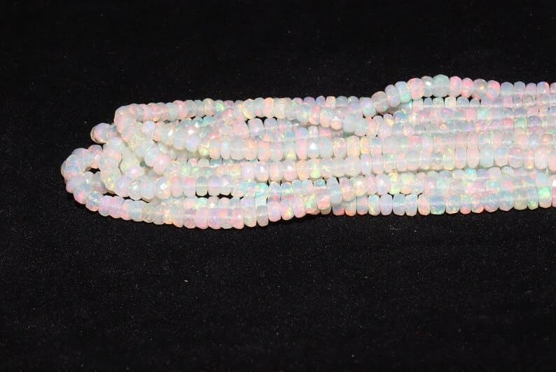 AAA+ Ethiopian Opal Faceted Rondelle Bead 3-5 mm Strand Opal Rondelle Beads Fire Opal Bead Flashy Opal for Making Jwelery