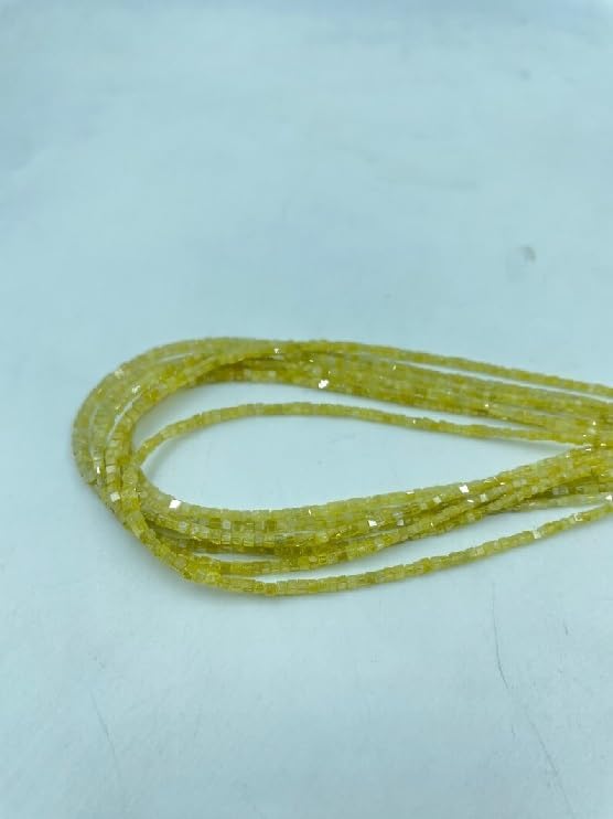 Natural Yellow Diamond Faceted Box Shape Beads 2-2.5mm Fancy Faceted Box Diamond Faceted Cubes AAA+ Yellow Diamond Cube Faceted Box